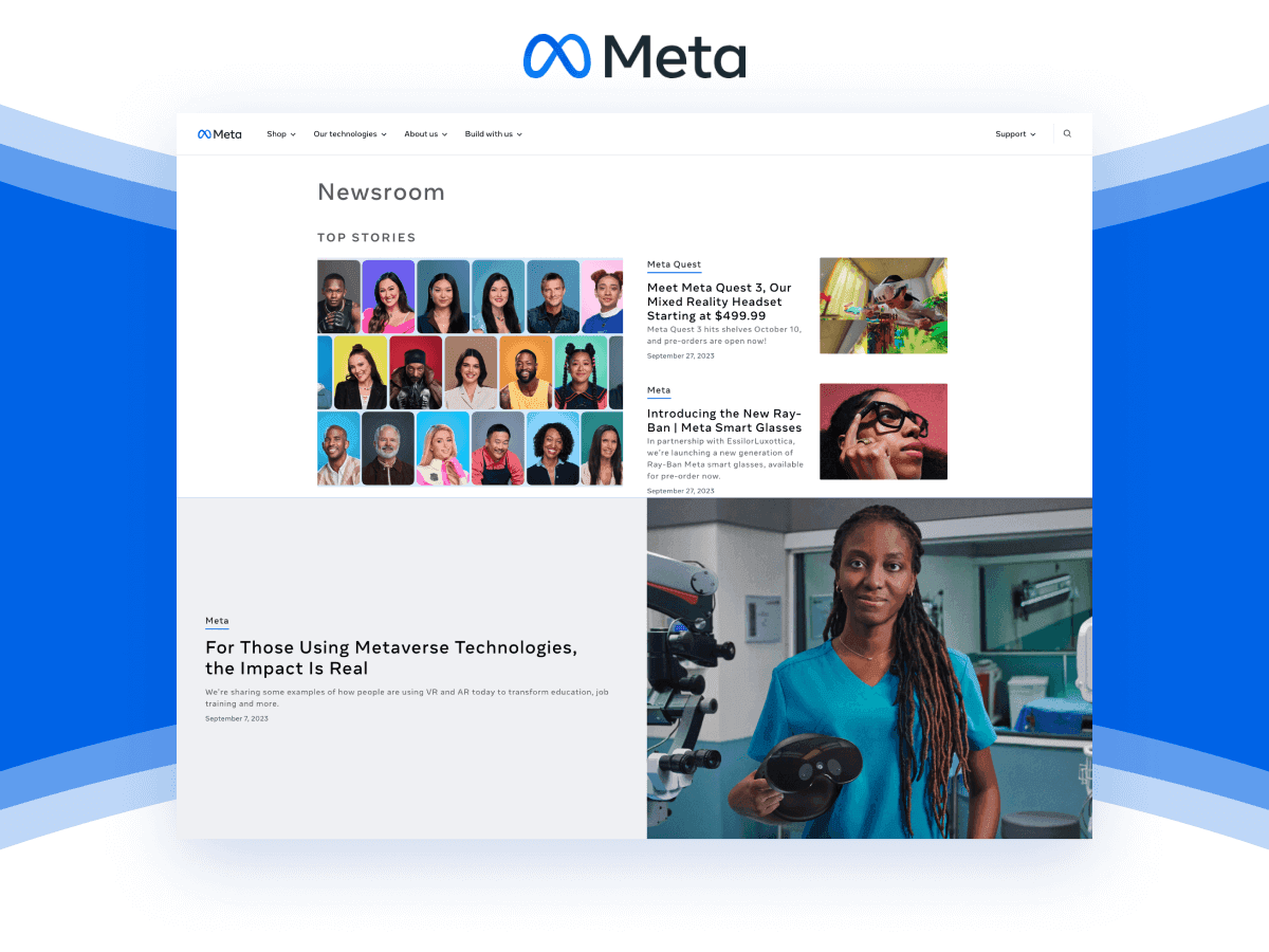 Meta Newsroom archive example